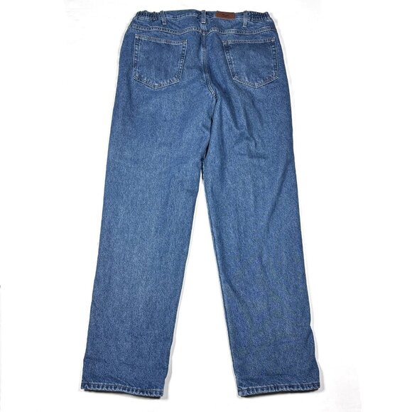 LL Bean Comfort Waist Flannel-Lined Blue Denim Jeans Winter Cold Wear Mens 38x34 - Picture 8 of 13